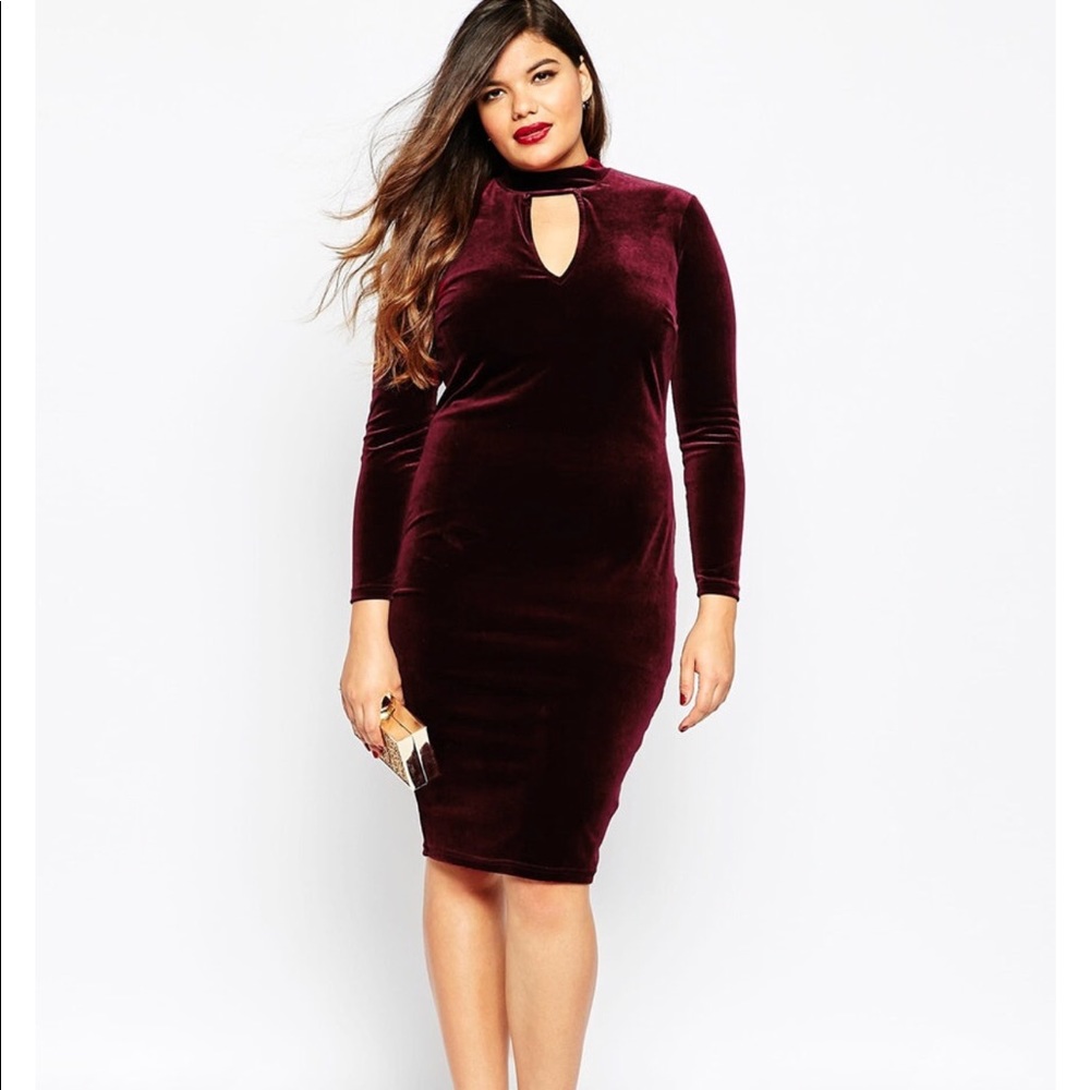 Burgundy Velvet plunge dress